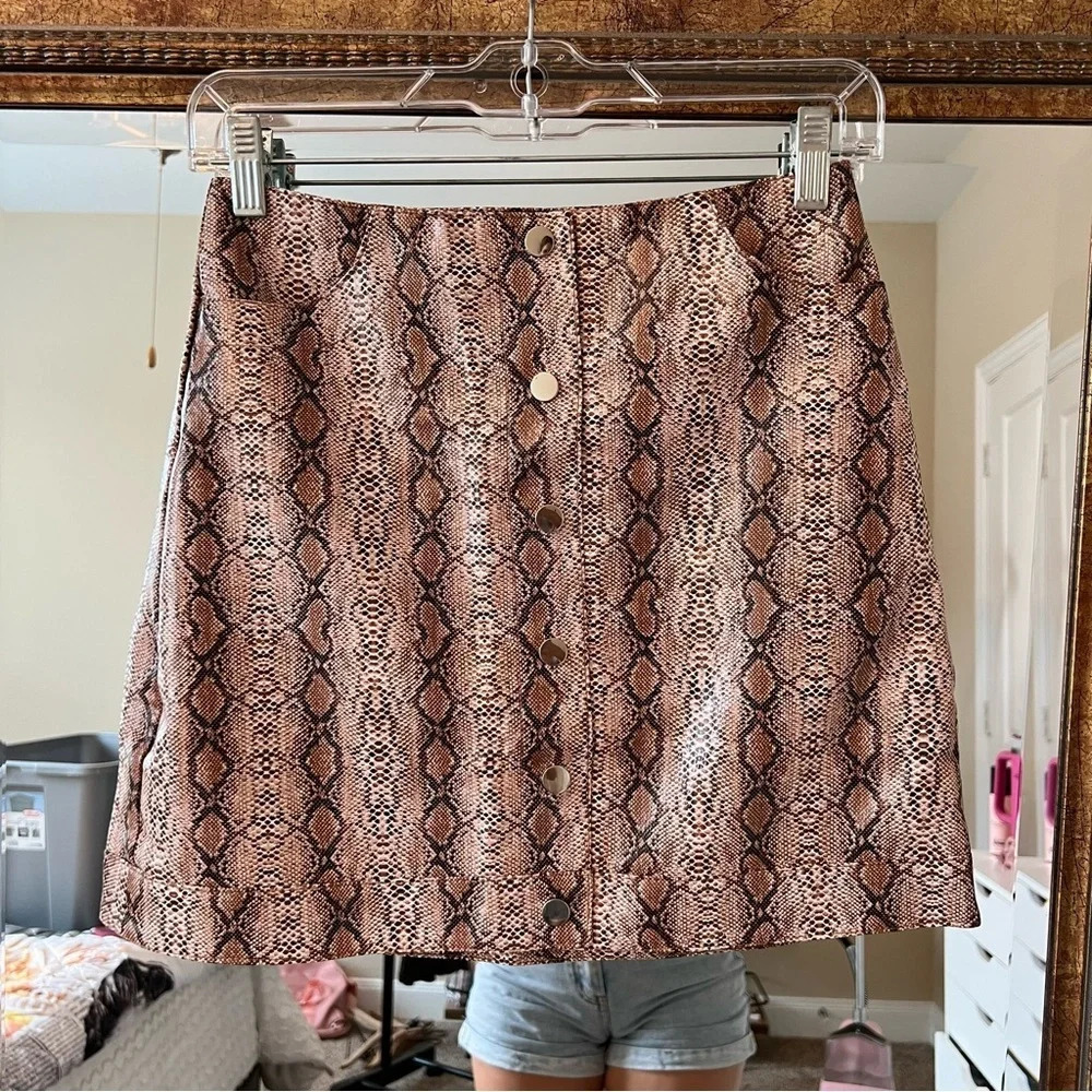 Topshop Faux Leather Snake skin mini skirt